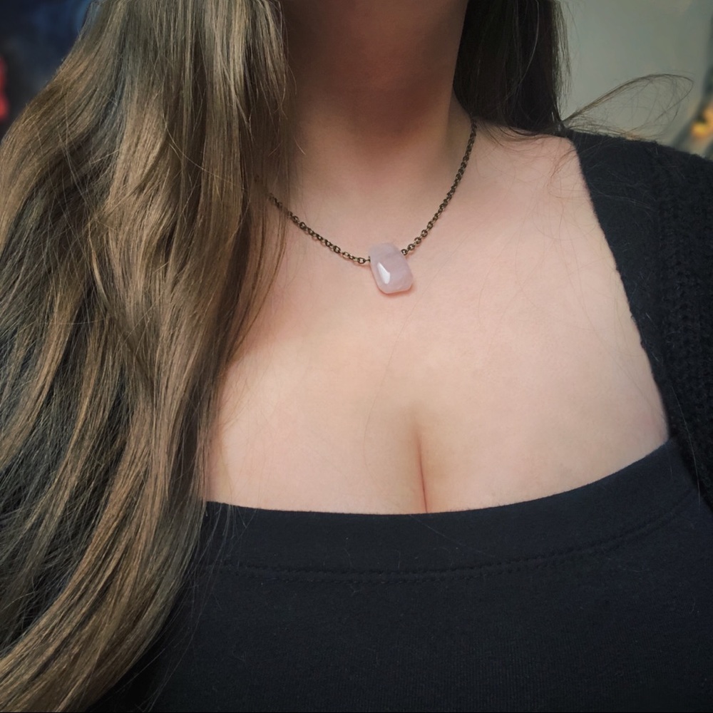 Rose Quartz Crystal Necklace Dainty